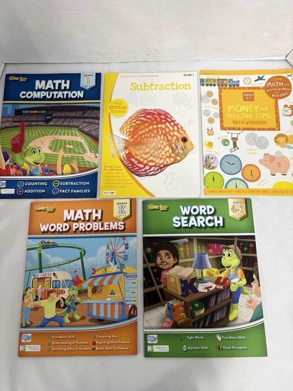 5 K-1 Math Workbooks Lot Kindergarten 1st Grade Subtraction Money Time Unused